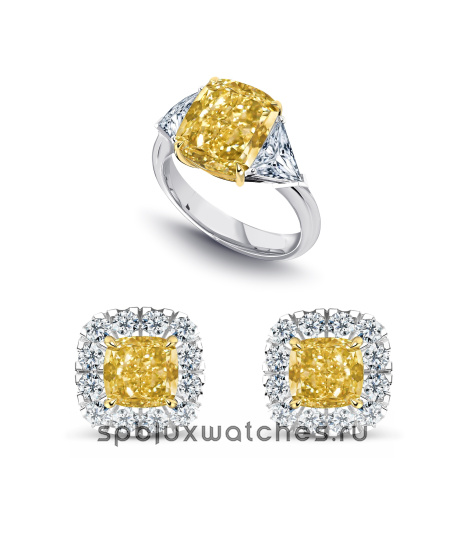 Авторское изделие. Кольцо и пусеты No Name из белого золота с лабораторными бриллиантами