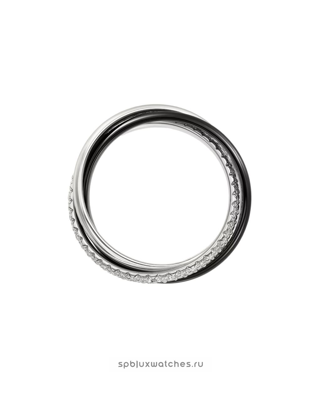 Кольцо Cartier Trinity Half-Paved Ceramic Ring Small Model B4235400