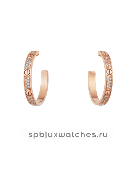 Серьги Cartier Love Hoop Earrings Paved Medium Model N8515192