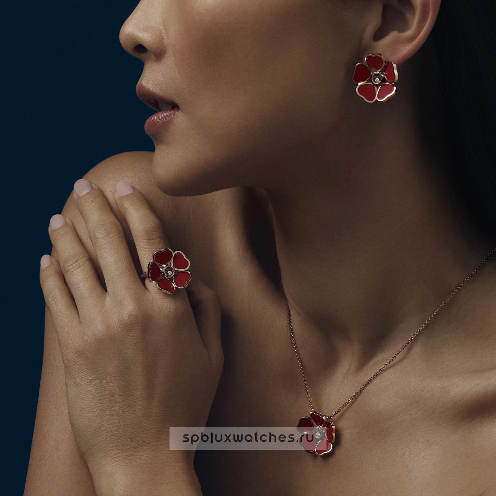 Серьги-клипсы Chopard Happy Hearts Flowers Earclips 84A085-5811