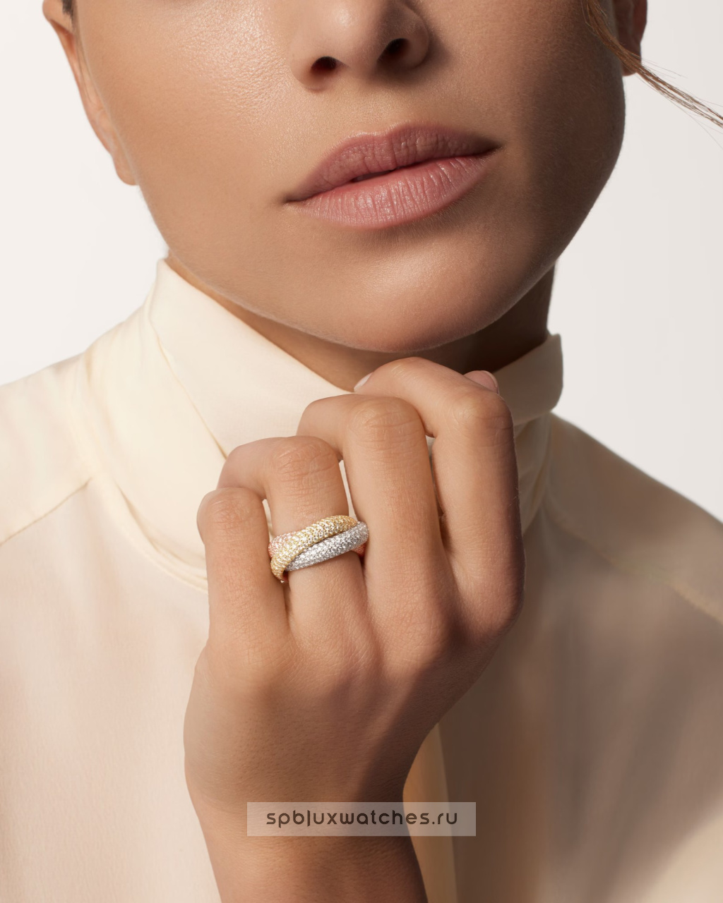 Кольцо Cartier Trinity Paved Ring Large Model N4778300