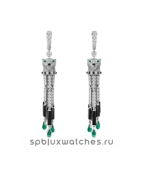 Серьги Cartier Panthere de Cartier Paved Emeralds Earrings H8001122