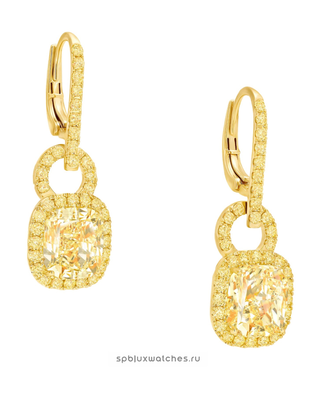 Серьги Graff Icon 8 Cushion Yellow Diamond Earrings RGE2094
