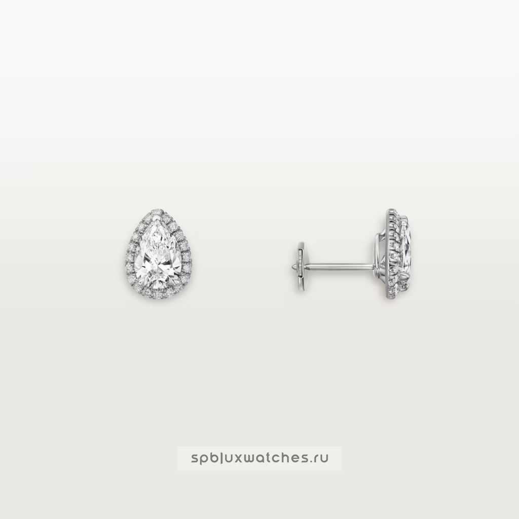 Серьги Cartier Destinee Stud Earrings, 2 Pear-Shaped Diamonds, Paved N8515280