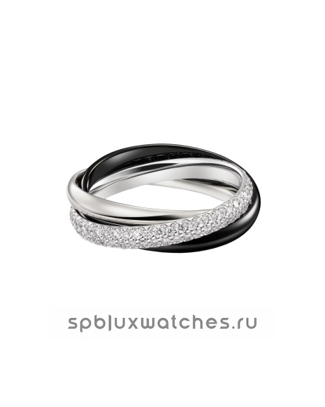 Кольцо Cartier Trinity Half-Paved Ceramic Ring Small Model B4235400