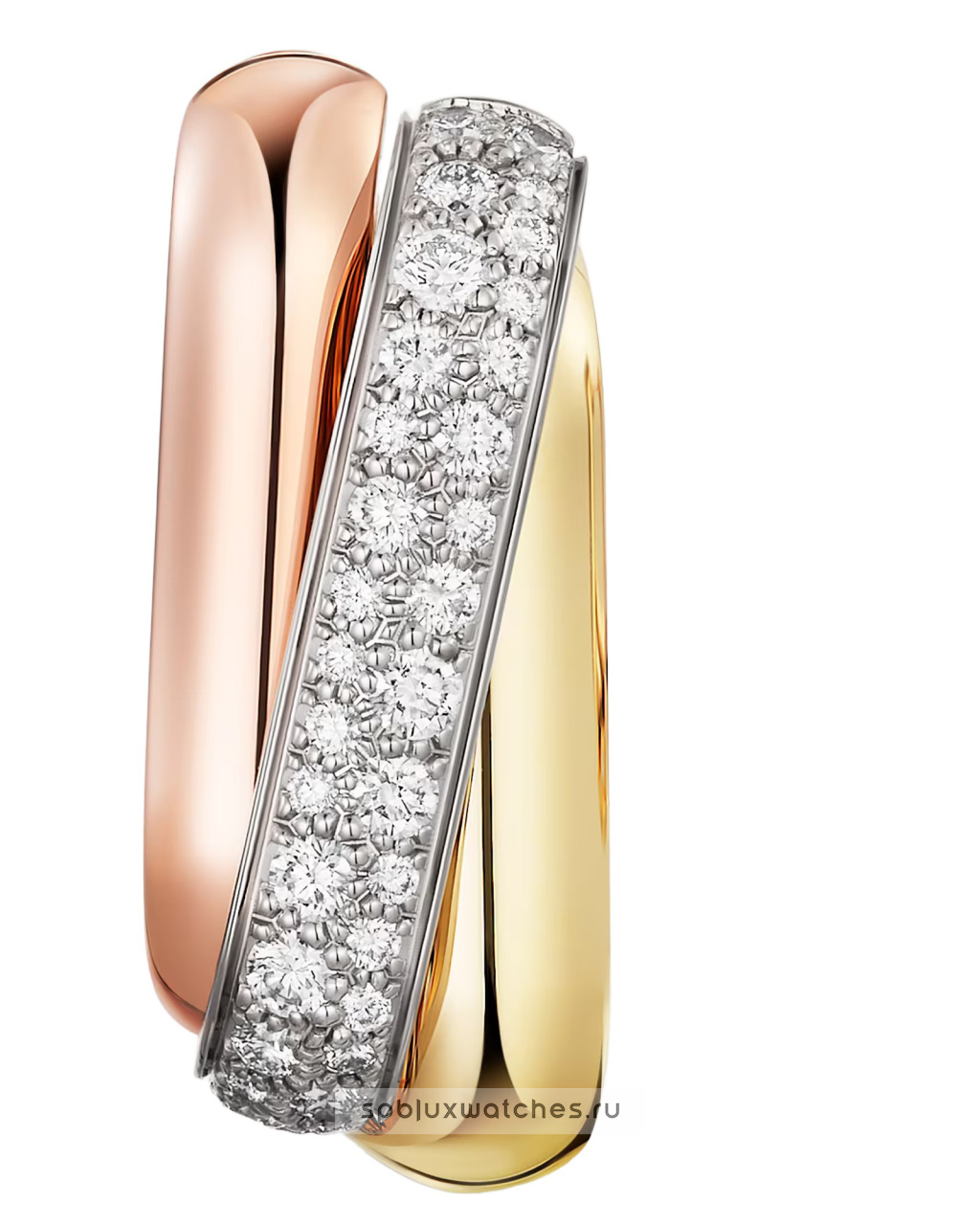 Серьги Cartier Trinity Half-Paved Cushion-Shaped Earrings B8301535
