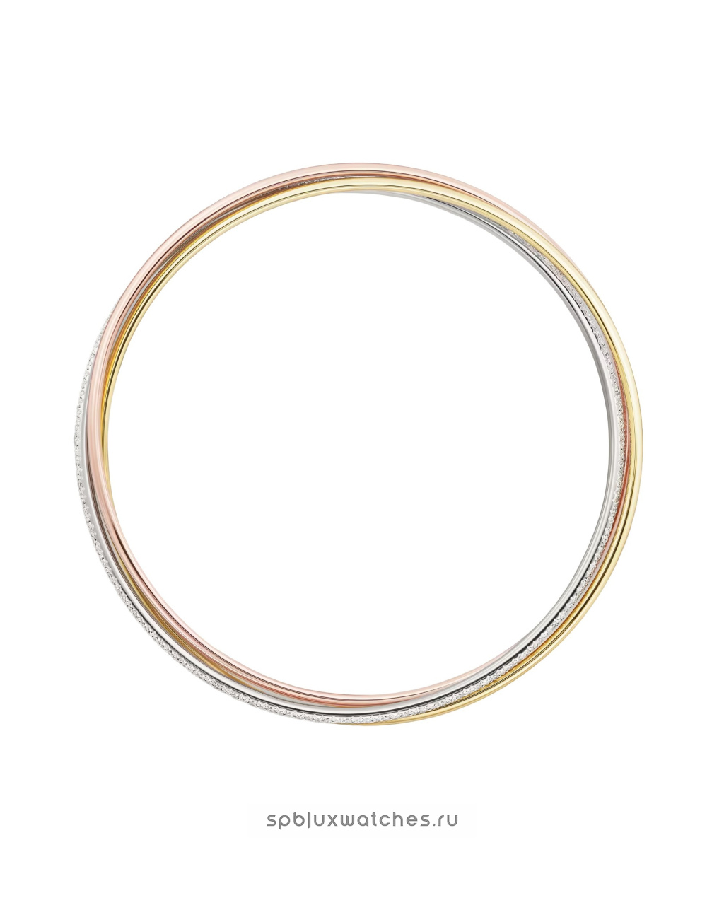 Браслет Cartier Trinity Half-Paved Bracelet Small Model N6721317