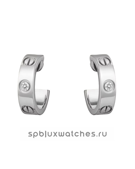 Серьги Cartier Love Hoop Earrings 2 Diamonds Classic Model B8022800