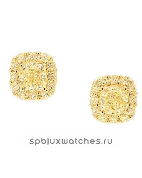 Пусеты Graff Icon Fancy Yellow Cushion Cut Diamond Earrings RGE1943