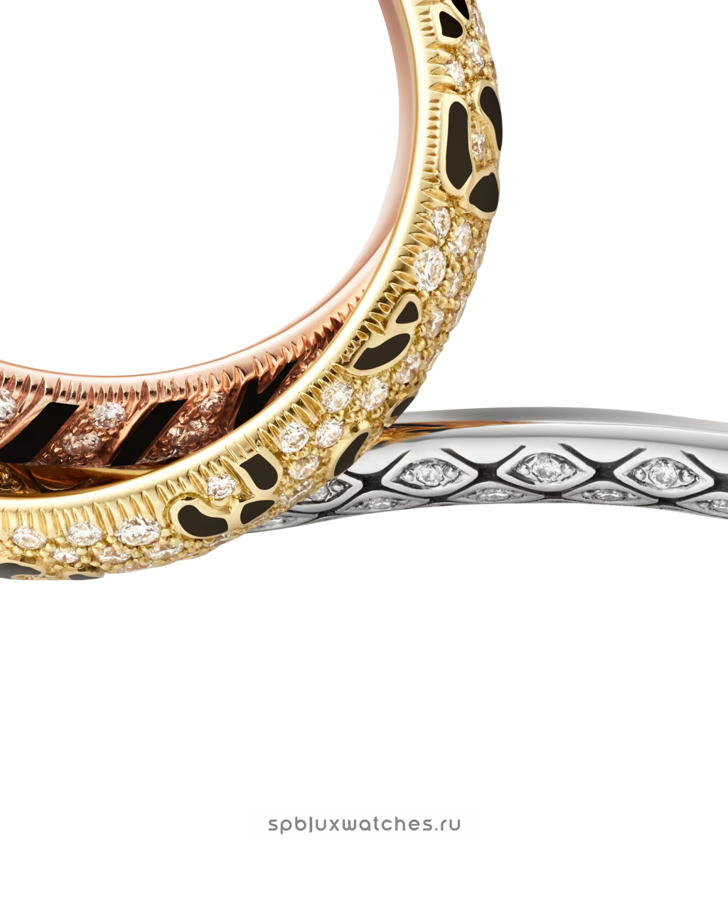 Кольцо Cartier Trinity Paved Lacquer Two-Finger Ring N4814300
