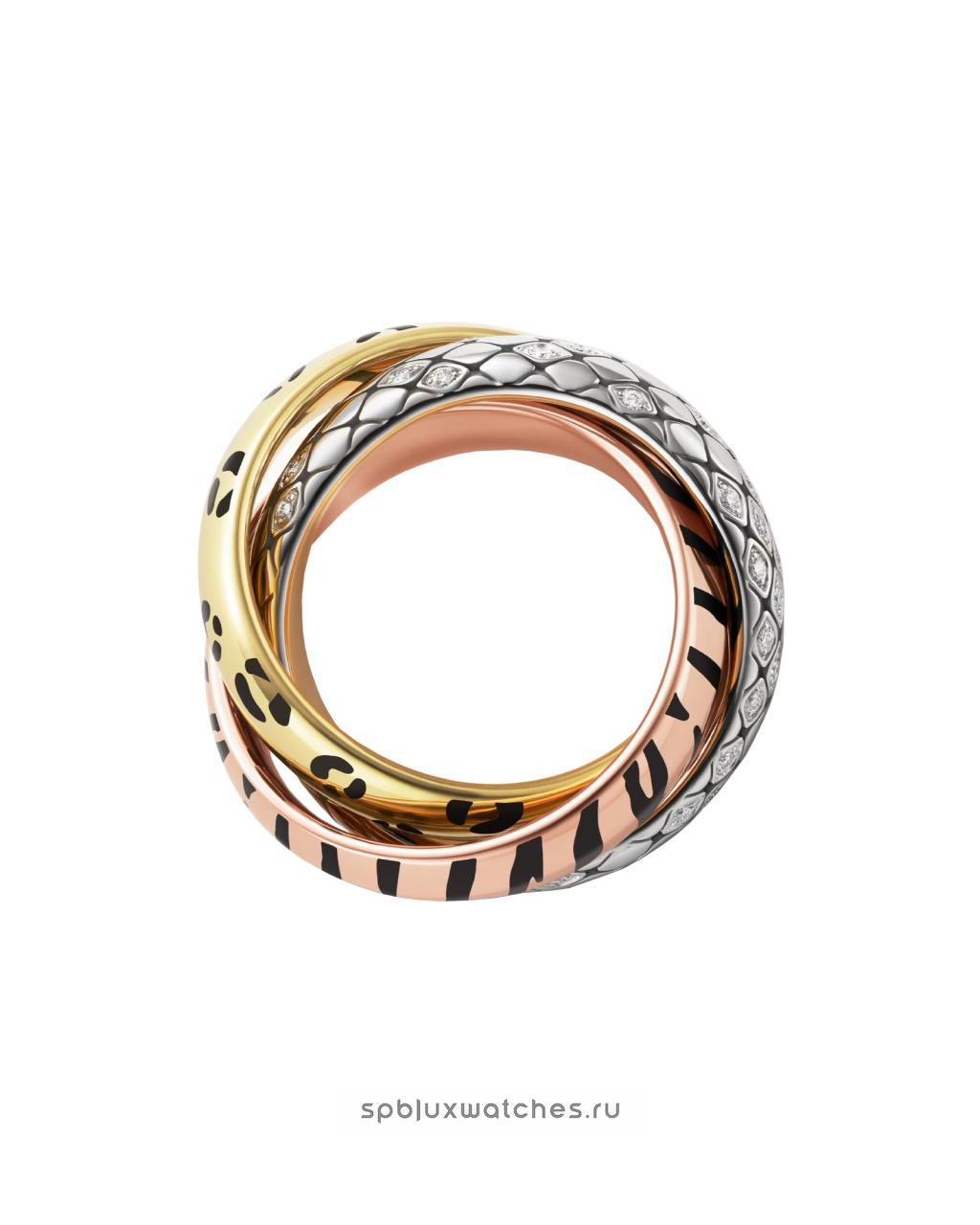 Кольцо Cartier Trinity Half-Paved Lacquer Ring B4241700