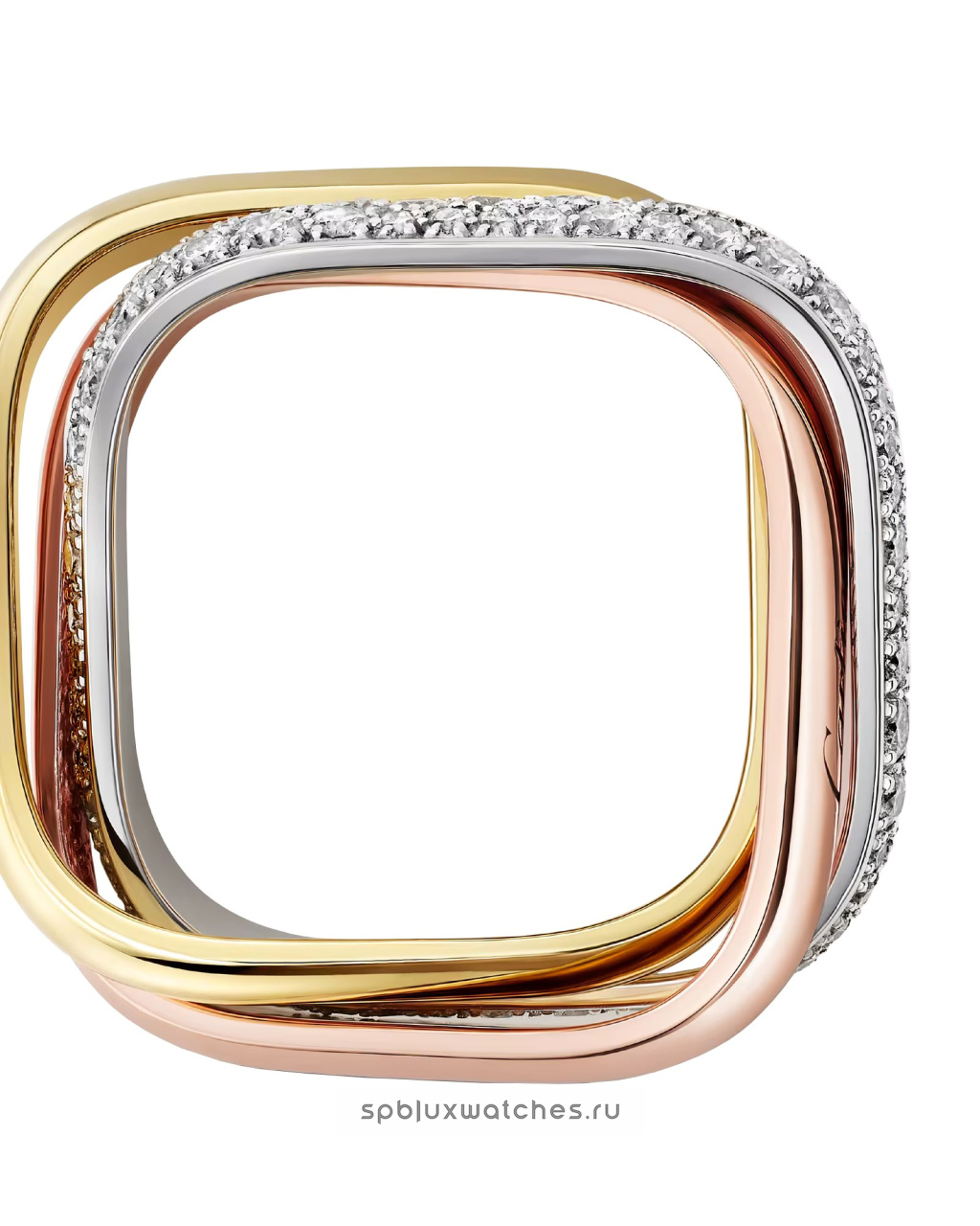 Кольцо Cartier Trinity Half-Paved Cushion-Shaped Ring Medium Model B4241900