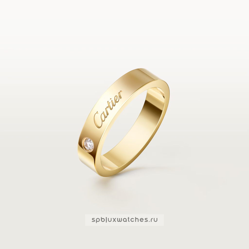 Кольцо Cartier C de Cartier Wedding Ring, 4 mm Width, 1 Diamond B4247200