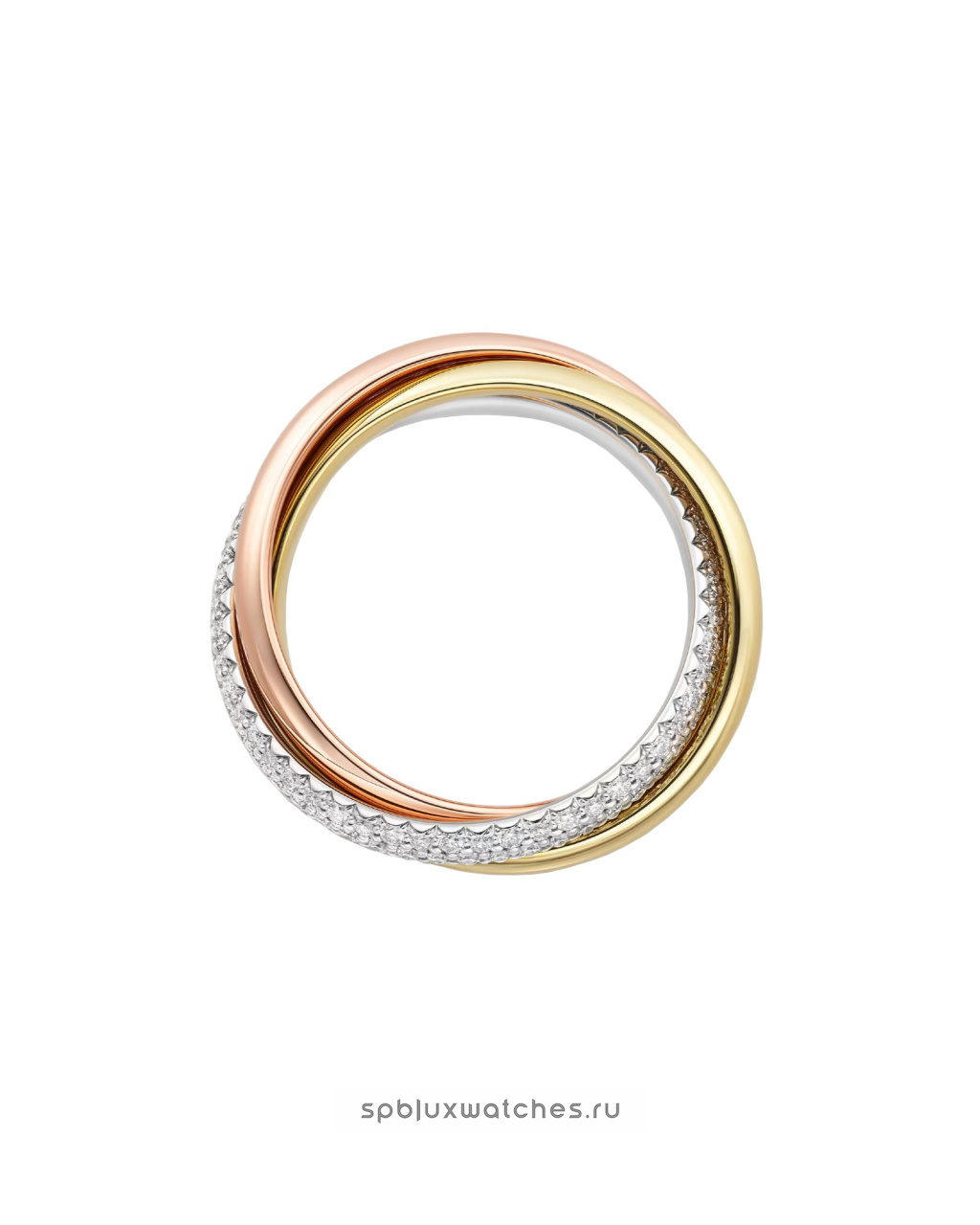Кольцо Cartier Trinity Half-Paved Ring Classic Model B4236000