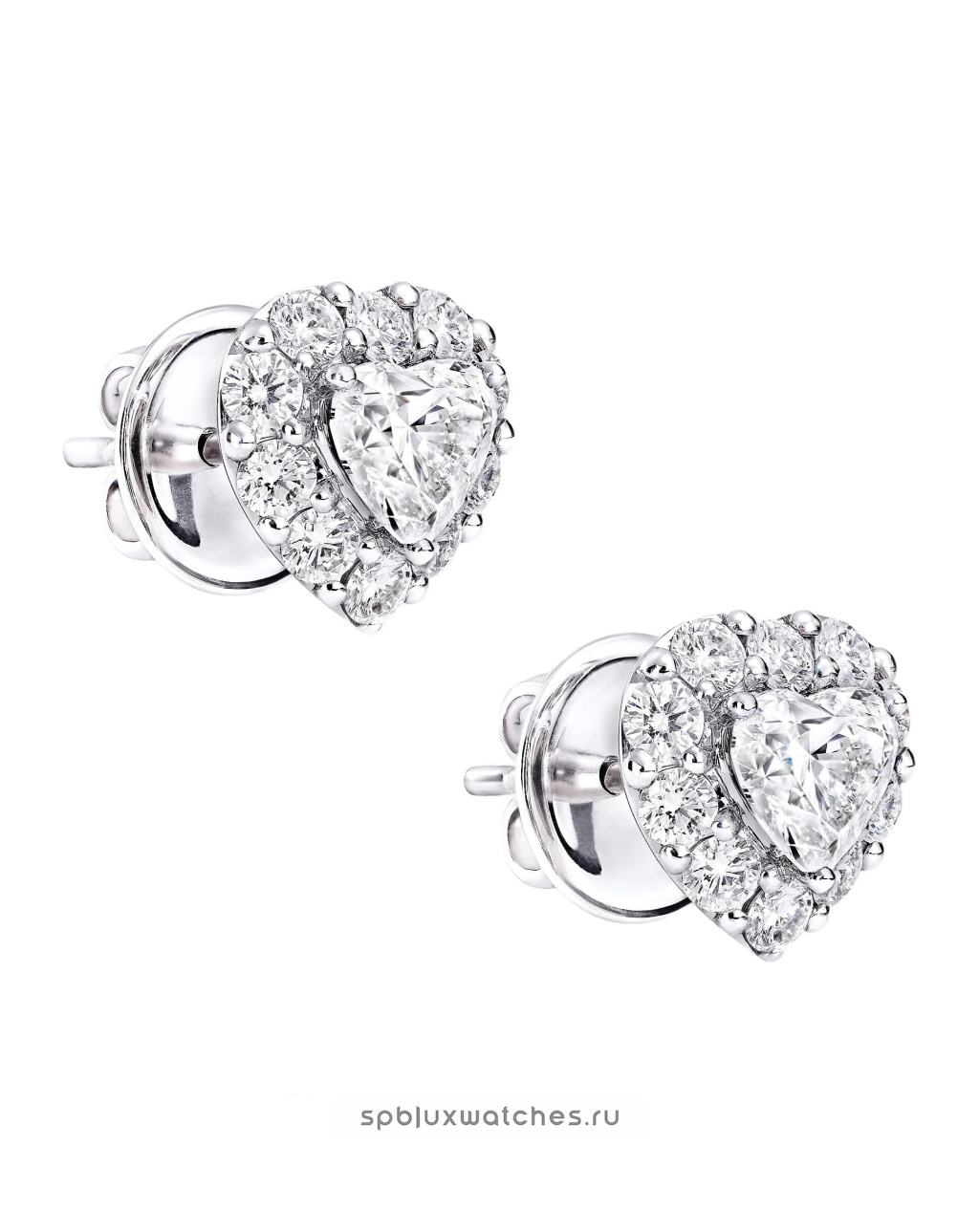 Пусеты Graff Icon Heart Shape Diamond Stud Earrings RGE1349