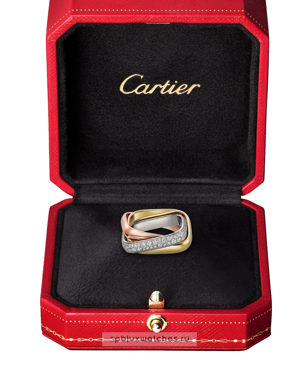 Кольцо Cartier Trinity Half-Paved Cushion-Shaped Ring Medium Model B4241900
