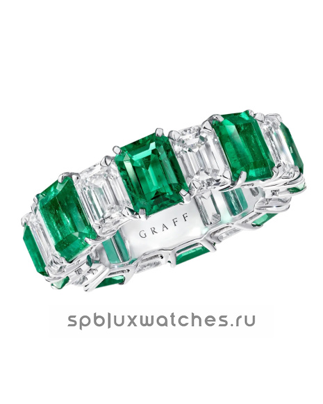Обручальное кольцо Graff Classic Graff Emerald Cut Emerald and Diamond Wedding Band RER1031