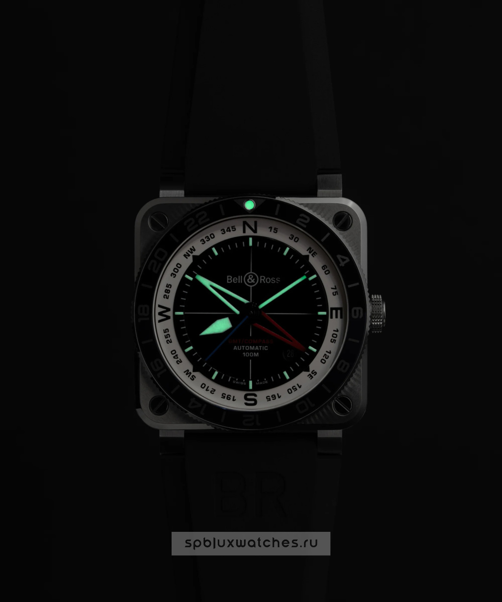 Bell & Ross BR-03 GMT Compass 42 mm BR0393-COM-ST/SRB
