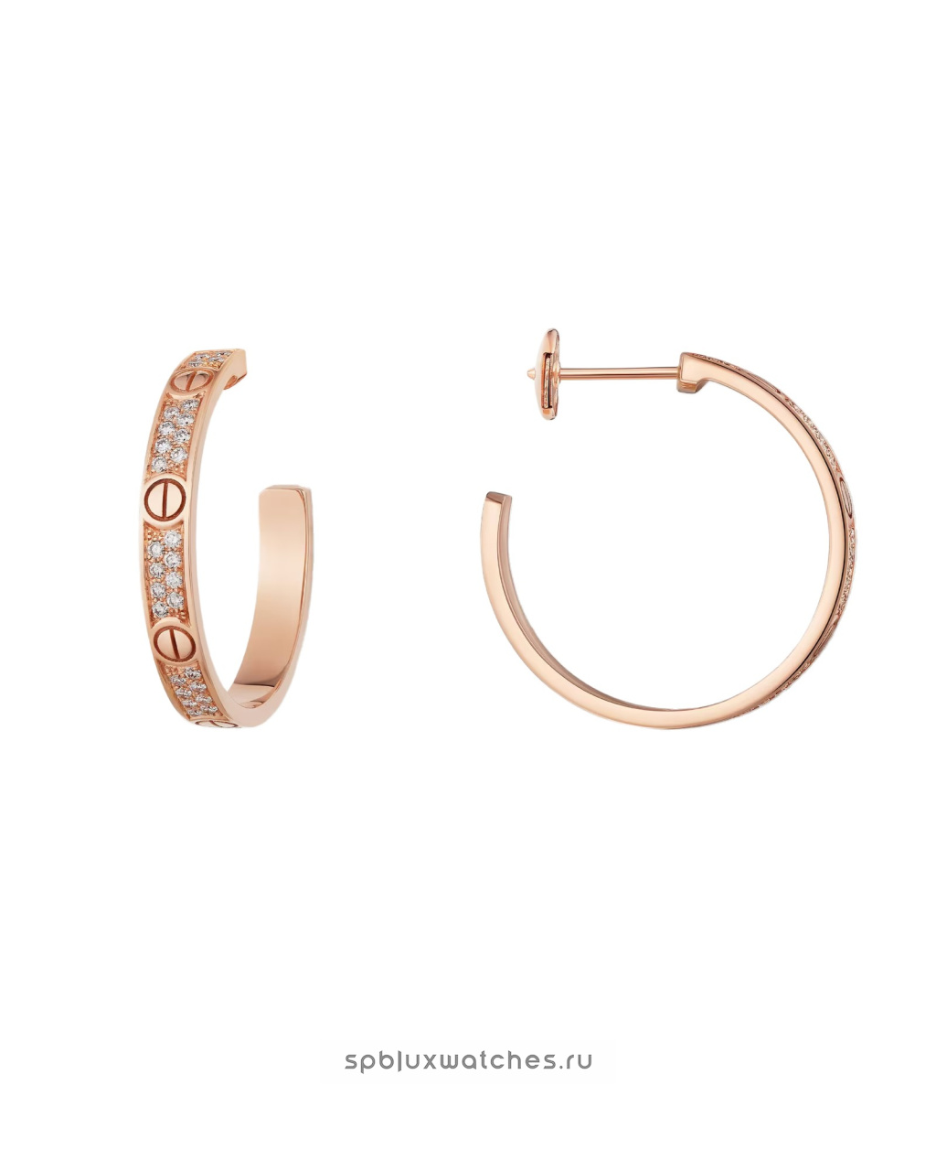 Серьги Cartier Love Hoop Earrings Paved Medium Model N8515192