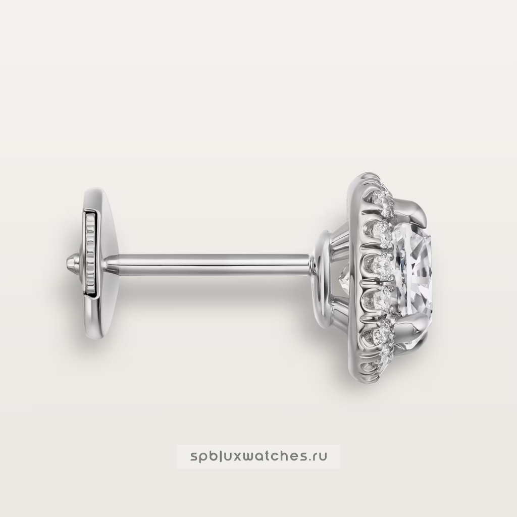 Серьги Cartier Destinée Stud Earrings, 2 Cushion-Cut Diamonds, Paved N8515292