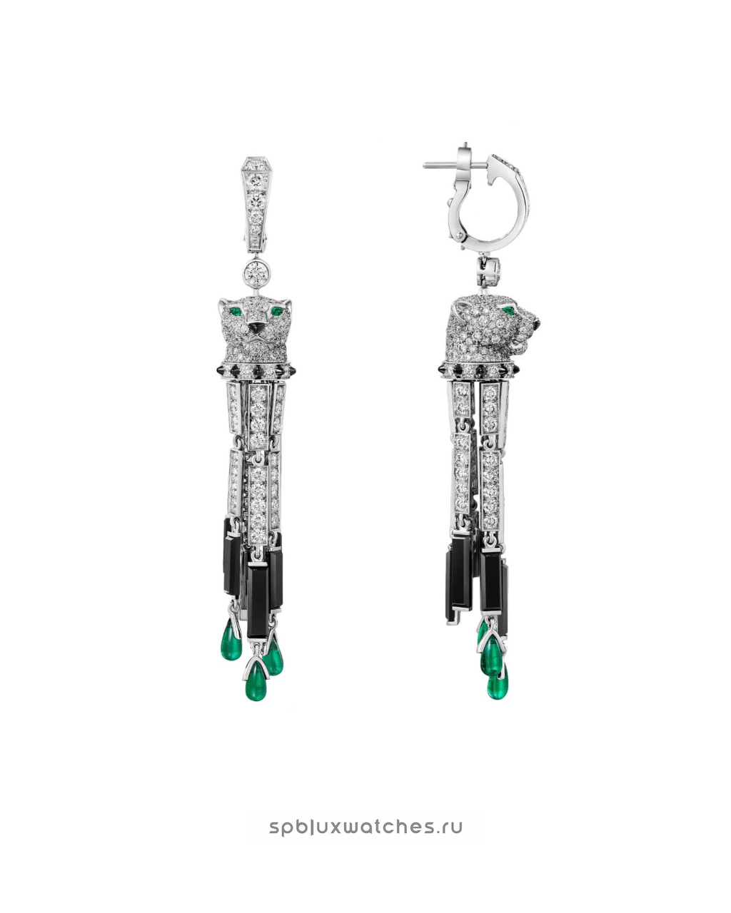 Серьги Cartier Panthere de Cartier Paved Emeralds Earrings H8001122
