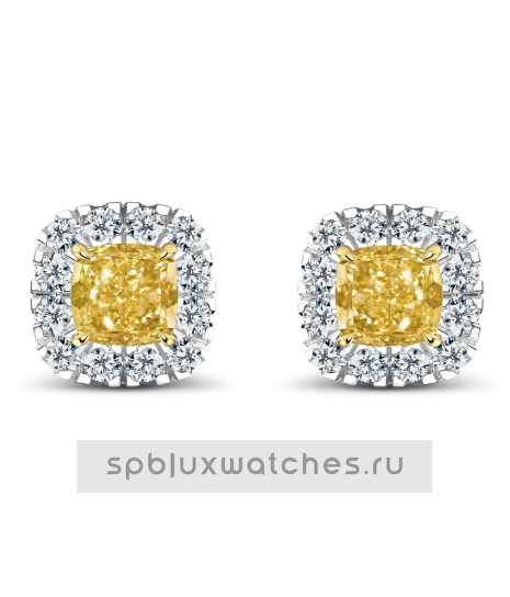 Авторское изделие. Пусеты No Name из белого золота с лабораторными бриллиантами