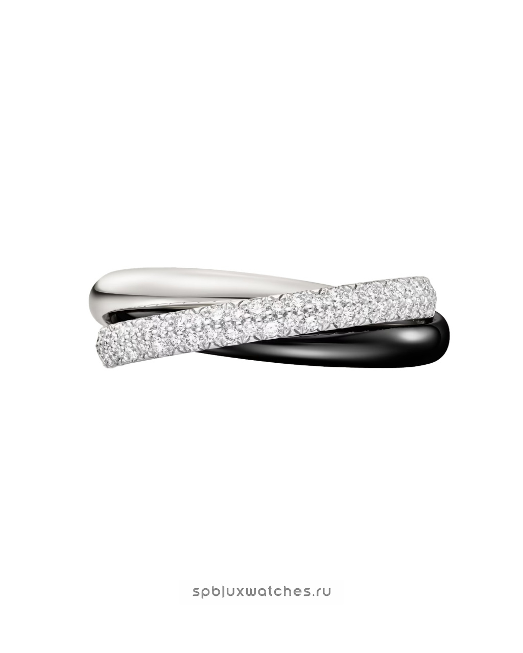 Кольцо Cartier Trinity Half-Paved Ceramic Ring Small Model B4235400