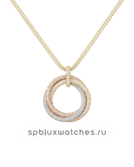 Колье Cartier Trinity Paved Necklace Large Model N7424444