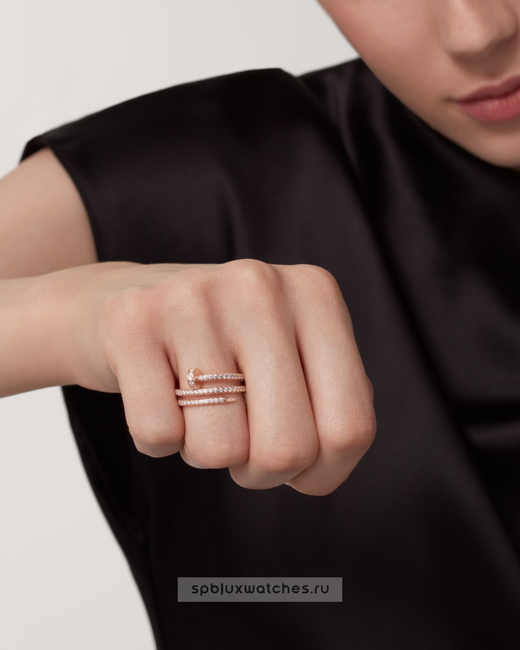 Кольцо Cartier Juste un Clou Double Ring Half-Paved B4210900