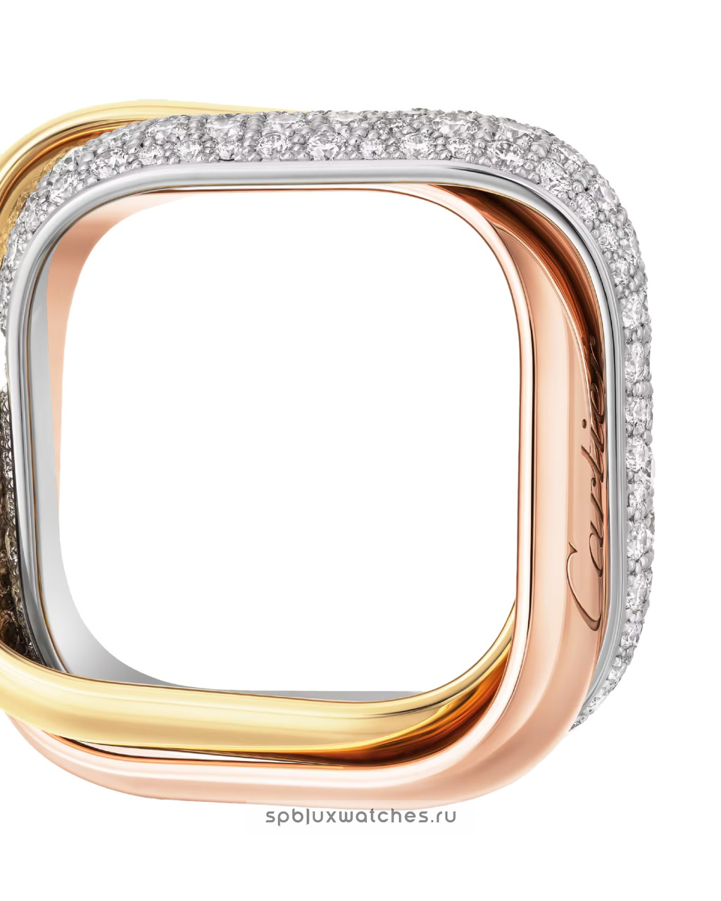 Кольцо Cartier Trinity Half-Paved Cushion-Shaped Ring Large Model B4242000