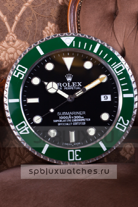 Настенные часы Rolex Submariner Black Dial Green