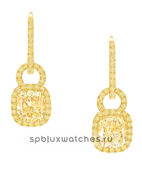 Серьги Graff Icon 8 Cushion Yellow Diamond Earrings RGE2094