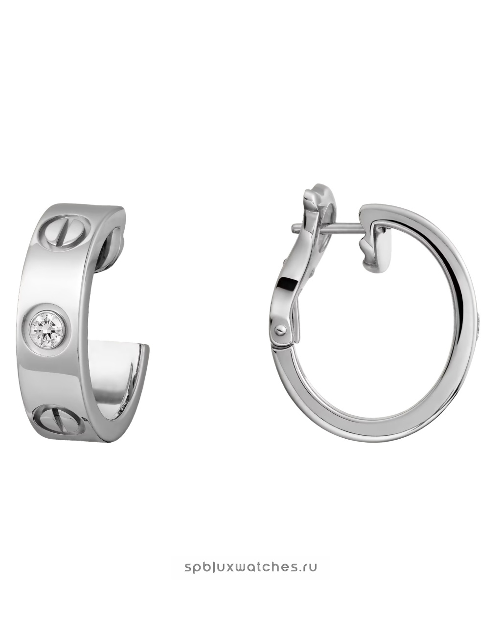 Серьги Cartier Love Hoop Earrings 2 Diamonds Classic Model B8022800