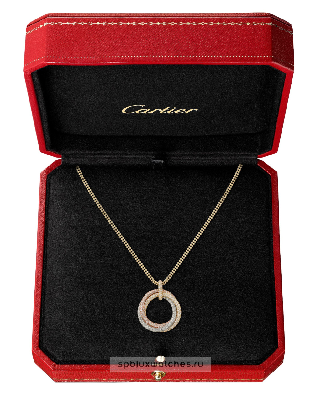 Колье Cartier Trinity Paved Necklace Large Model N7424444