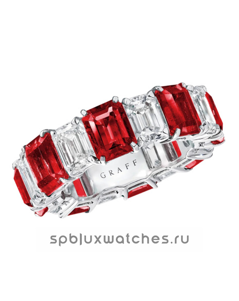 Обручальное кольцо Graff Classic Graff Emerald Cut Ruby and Diamond Wedding Band RER1032