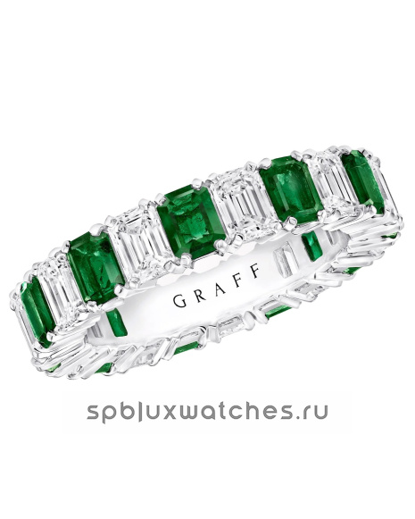 Обручальное кольцо Graff Classic Graff Emerald Cut Emerald and Diamond Wedding Band RGR1081