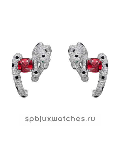 Серьги Cartier Panthere de Cartier Cushion-Cut Paved Ruby Earrings H8000665
