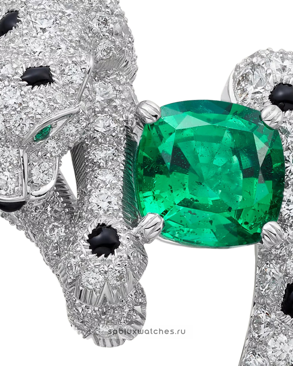 Серьги Cartier Panthere de Cartier Cushion-Cut Emerald Paved Earrings H8000666