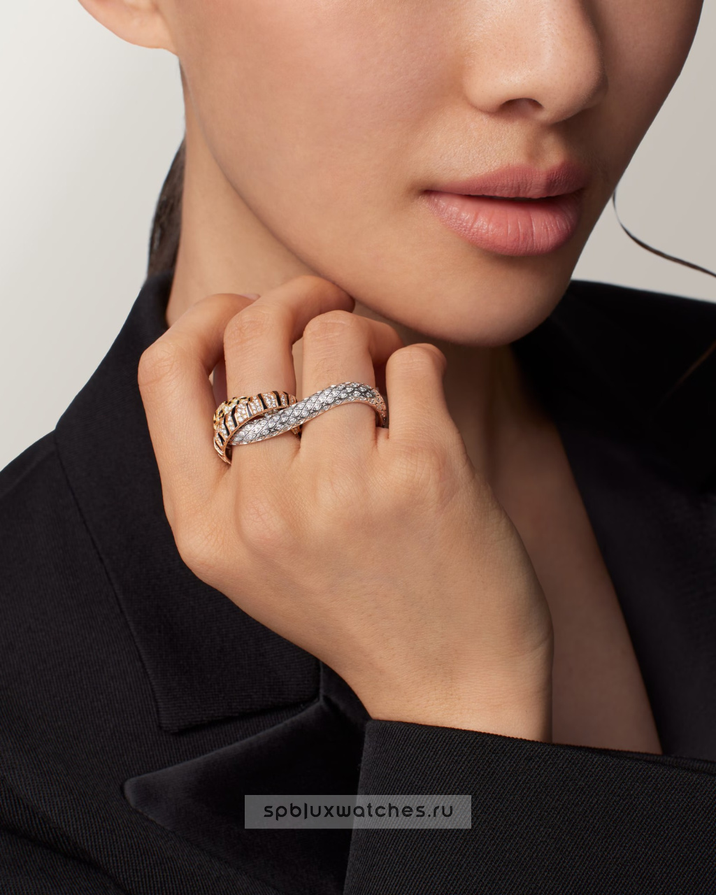 Кольцо Cartier Trinity Paved Lacquer Two-Finger Ring N4814300
