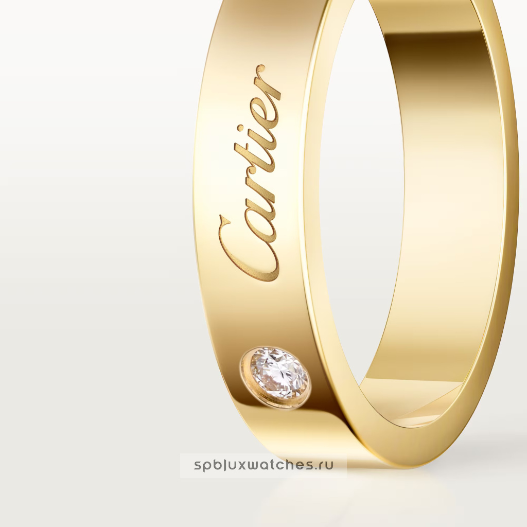 Кольцо Cartier C de Cartier Wedding Ring, 4 mm Width, 1 Diamond B4247200