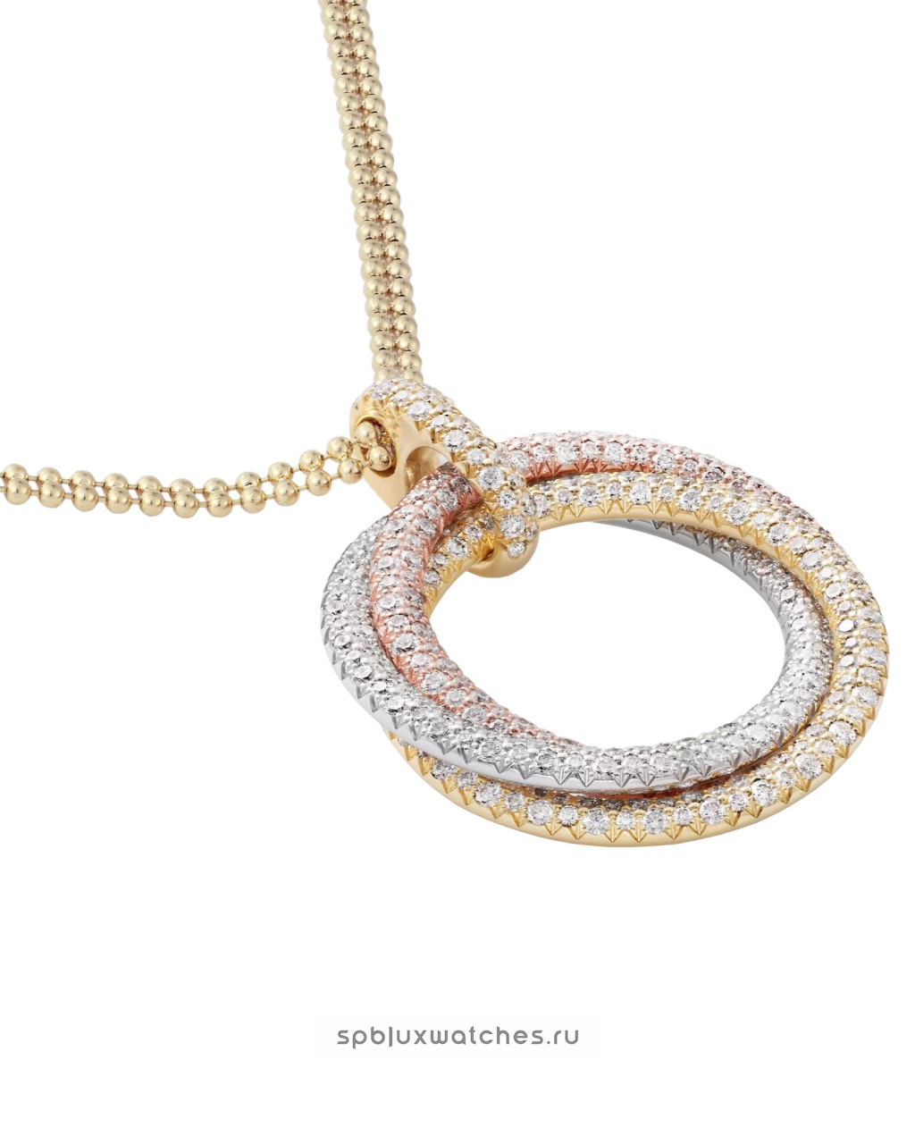 Колье Cartier Trinity Paved Necklace Large Model N7424444