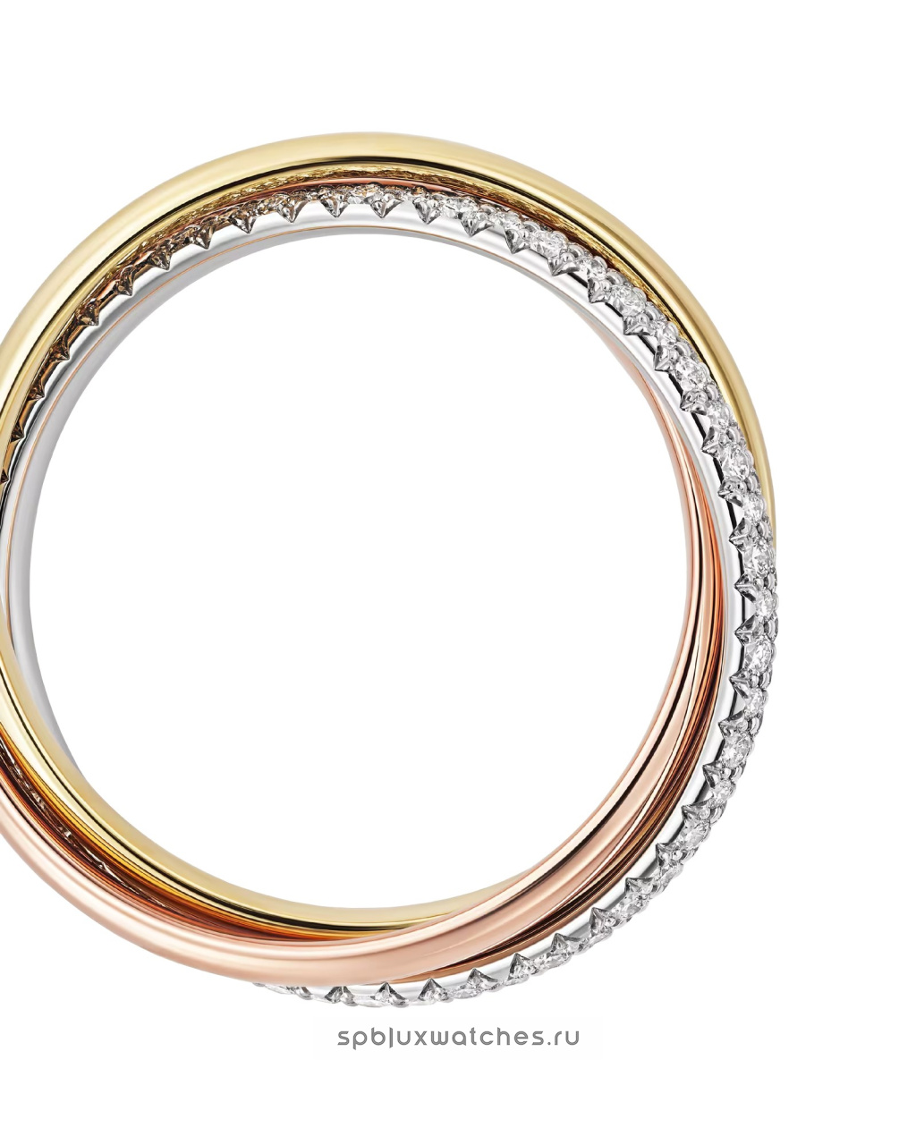 Кольцо Cartier Trinity Half-Paved Ring Small Model B4235900
