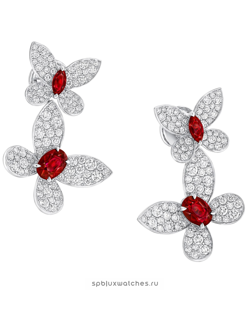 Серьги Graff Pave Butterfly Diamond and Ruby Drop Earrings RGE2000