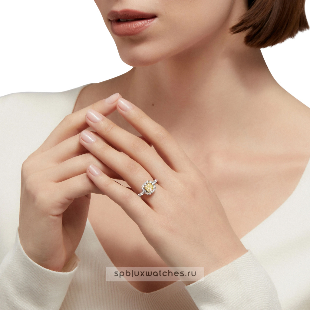 Кольцо для помолвки Graff Icon Cushion Cut Yellow and White Diamond Engagement Ring RGR734