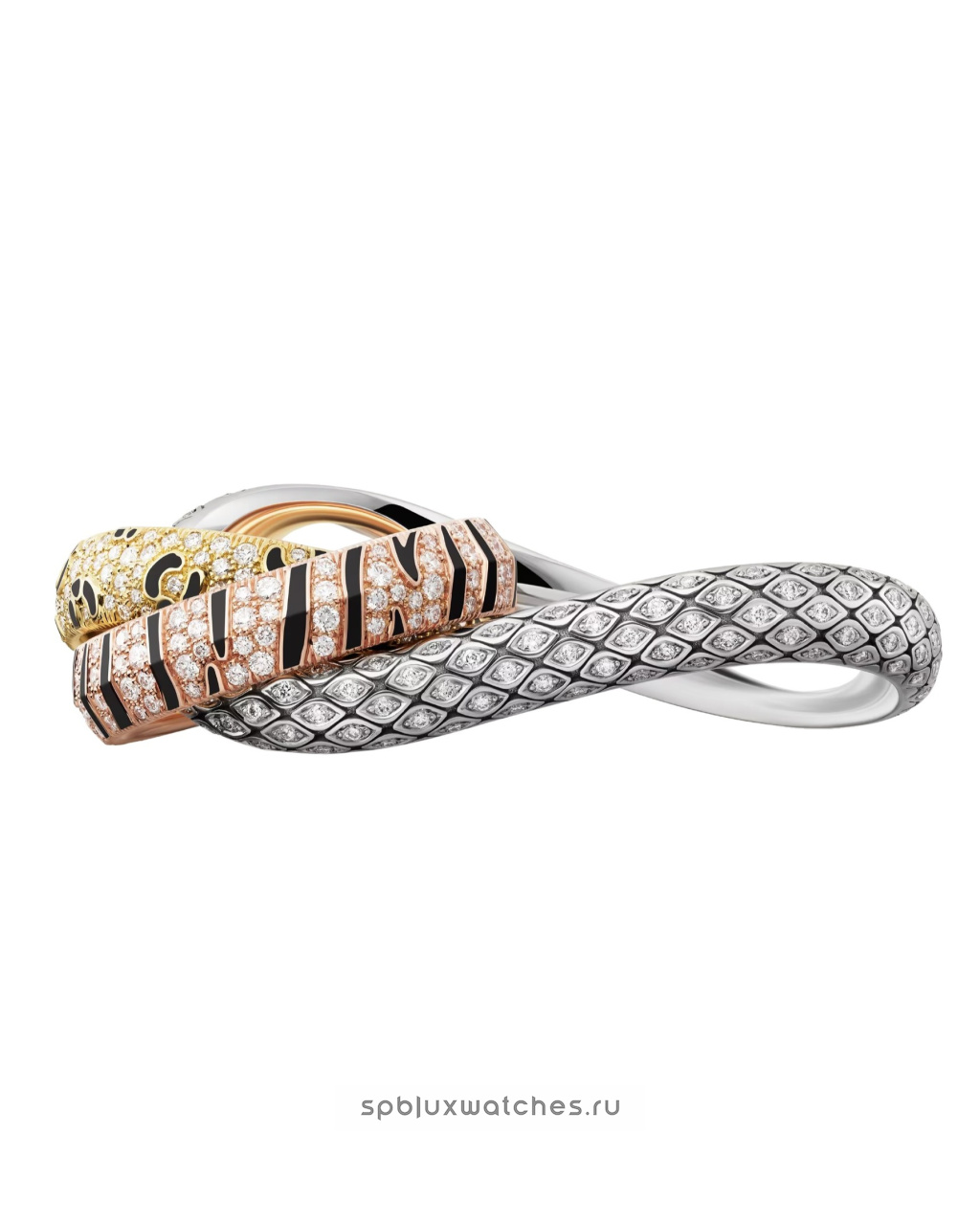 Кольцо Cartier Trinity Paved Lacquer Two-Finger Ring N4814300