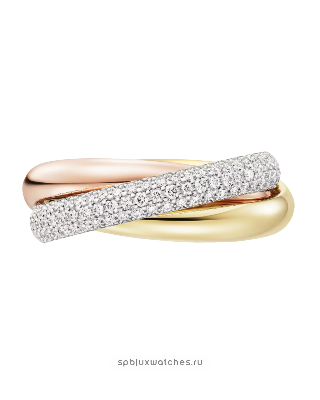 Кольцо Cartier Trinity Half-Paved Ring Classic Model B4236000