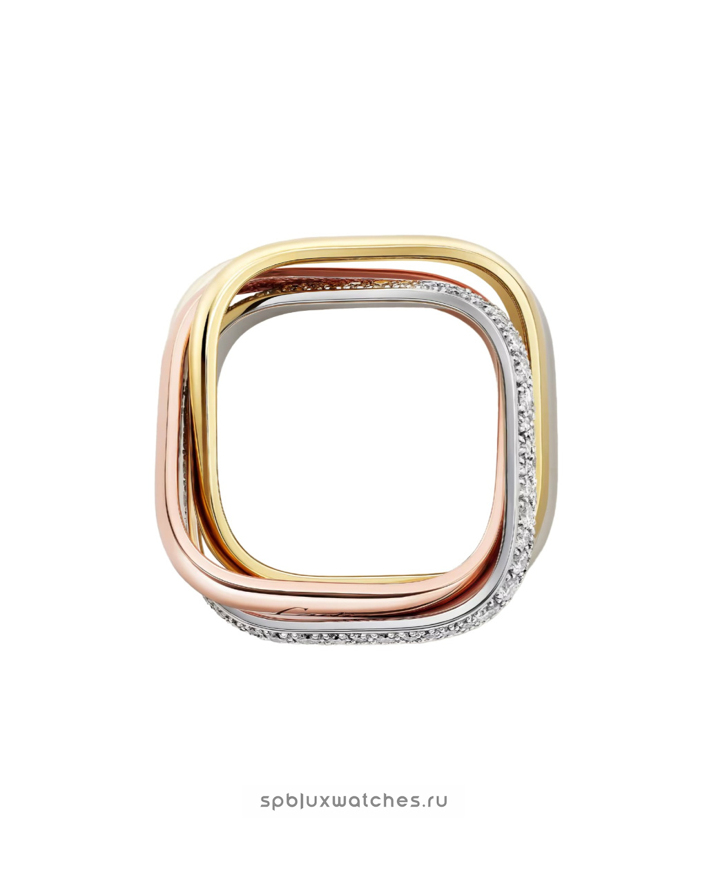 Кольцо Cartier Trinity Half-Paved Cushion-Shaped Ring Medium Model B4241900