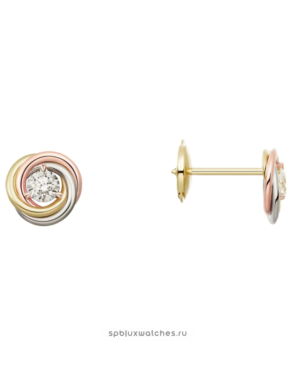 Серьги Cartier Trinity 2 Diamonds Stud Earrings B8301459