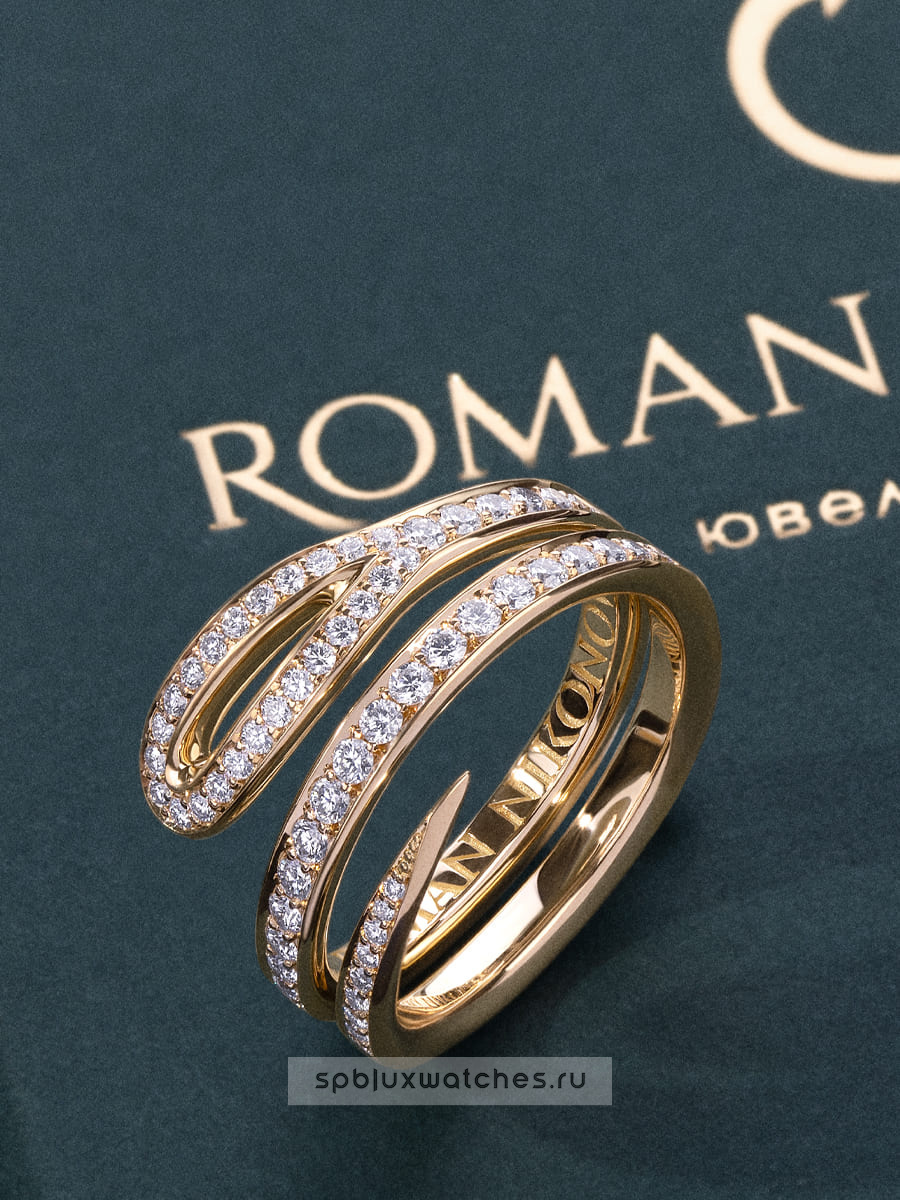 Двойное кольцо Roman Nikonov "Кащеева игла". Half Pave. RN010062
