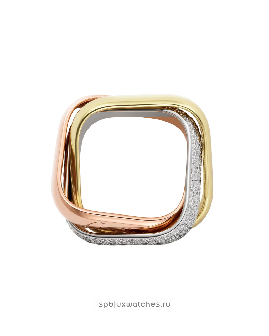Кольцо Cartier Trinity Half-Paved Cushion-Shaped Ring Large Model B4242000